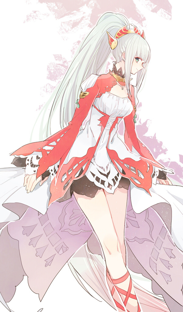 1girl, green_eyes, heke, jacket, laila_(tales), long_hair, ponytail, profile