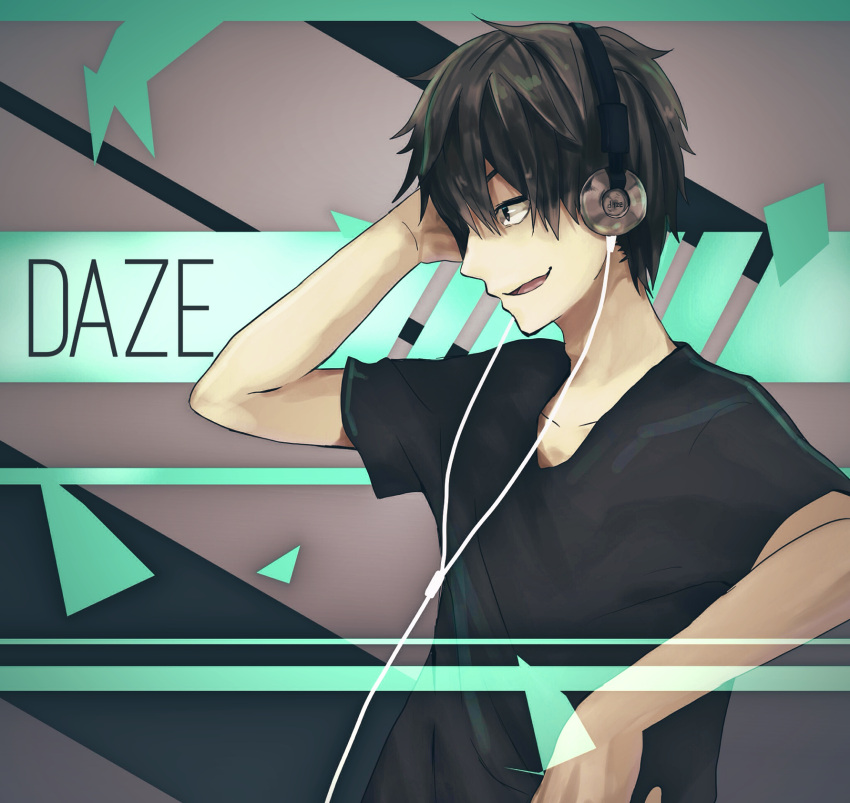 1boy, black_eyes, black_hair, greatpengh, headphones, highres, kagerou_project, kisaragi_shintarou