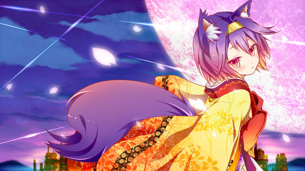 1girl, :<, akari4, animal_ears, fox_ears, fox_tail, gradient_eyes, gradient_hair