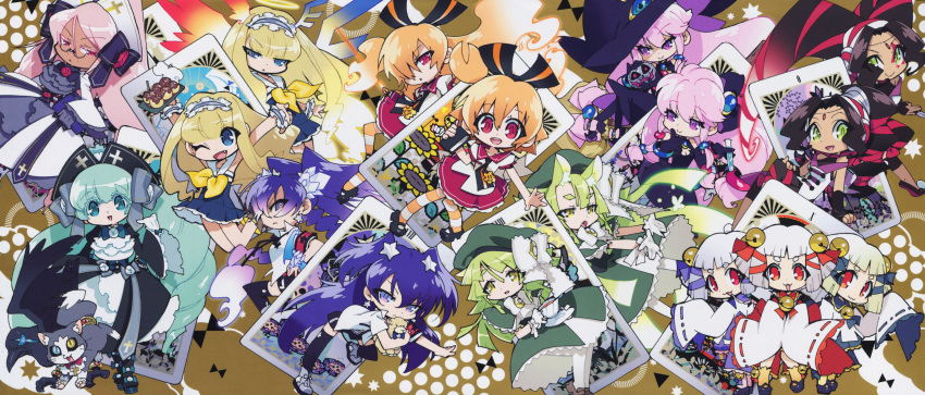 6+girls, absurdres, ariel_valtiel_westcot, black_hair, blonde_hair, blue_eyes, blue_hair, cat