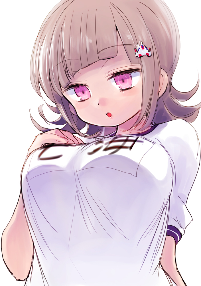1girl, aosa_(momikin), dangan_ronpa, flipped_hair, hair_ornament, hairclip, nanami_chiaki, purple_hair