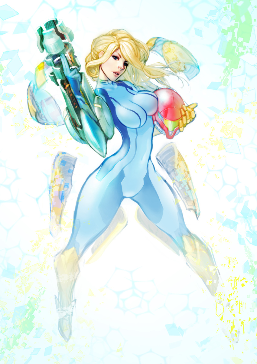 1girl, breasts, highres, long_hair, louten, metroid, nintendo, samus_aran, super_smash_bros., zero_suit