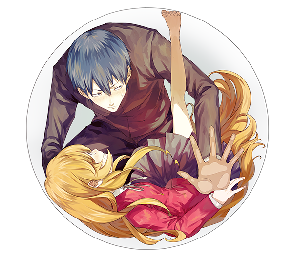 1boy, 1girl, aisaka_taiga, amemiya_shia, blonde_hair, blue_hair, blush, long_hair