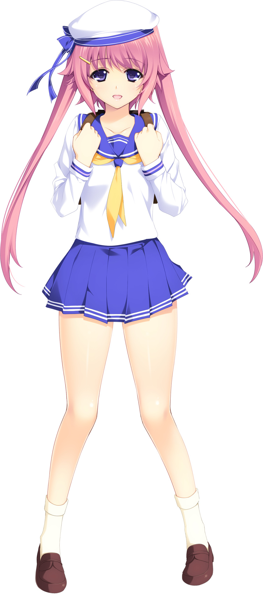 1girl, absurdres, beret, full_body, hair_ornament, hat, highres, iizuki_tasuku
