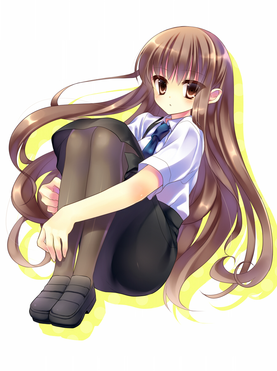 1girl, brown_eyes, brown_hair, dear, drop_shadow, fetal_position, highres, long_hair