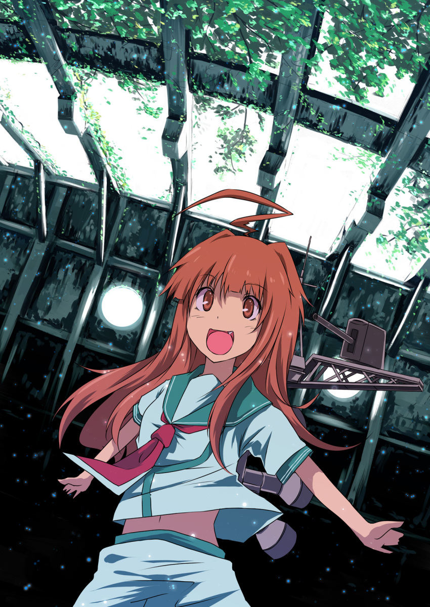 1girl, ahoge, brown_eyes, brown_hair, highres, kantai_collection, kuma_(kantai_collection), long_hair