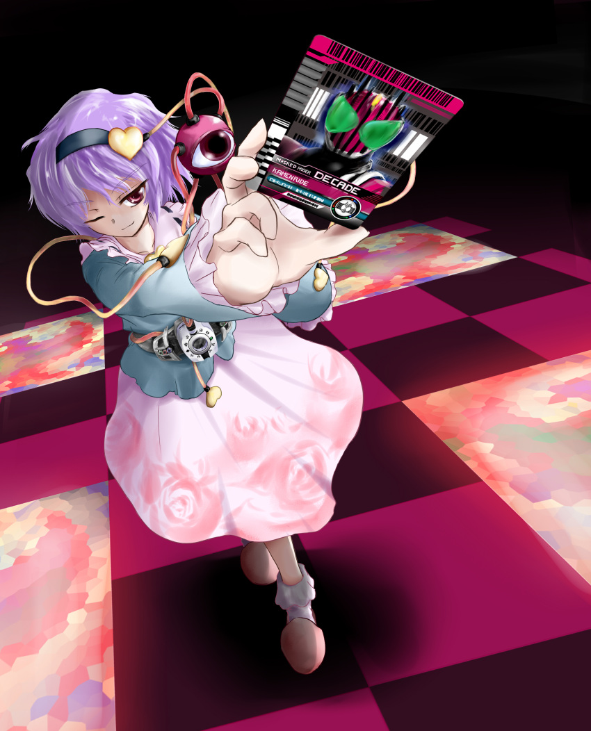 1girl, absurdres, card, female, hairband, heart, highres, holding