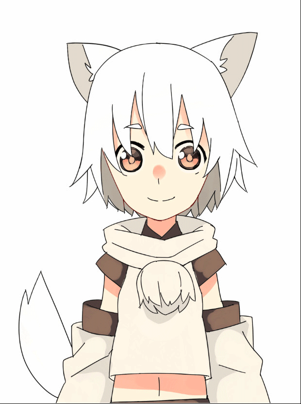 1girl, animal_ears, animated, animated_gif, brown_eyes, closed_eyes, detached_sleeves, emofuri