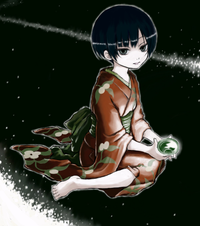 black_hair, feet, iseki_(kuroshura_no_tabiji), japanese_clothes, kimono, mushishi, renzu, renzu_(mushishi)