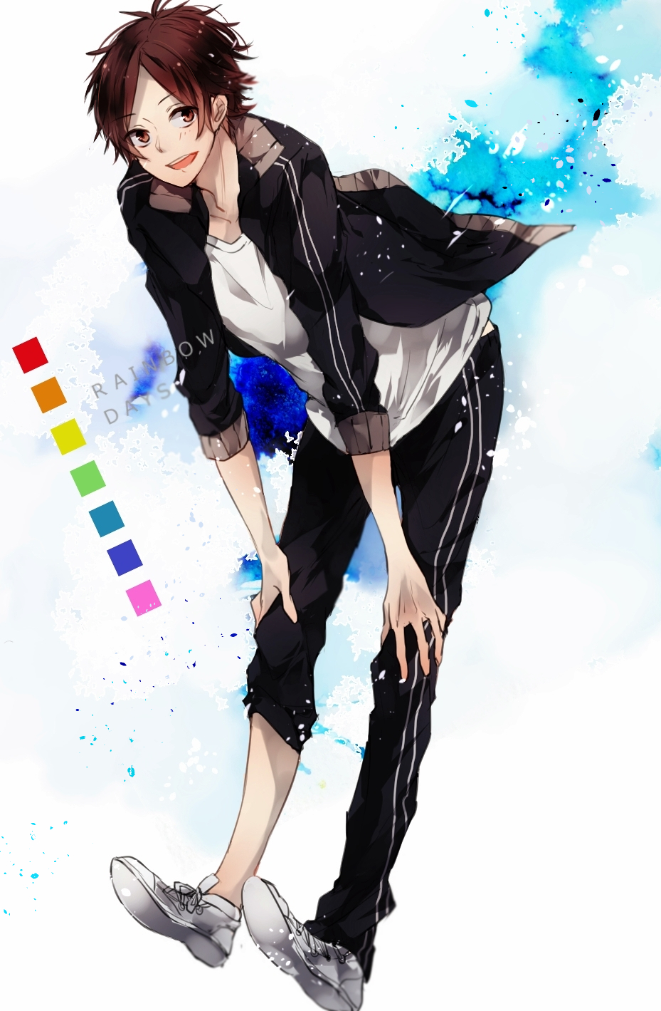 1boy, brown_eyes, brown_hair, highres, katakura_keiichi, mana_(supaner), nijiiro_days, solo