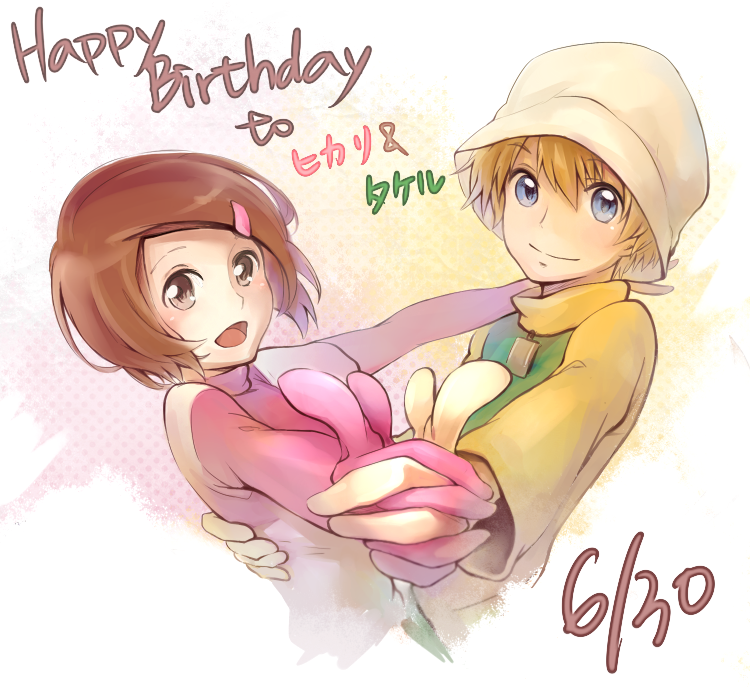 blonde_hair, blue_eyes, brown_eyes, brown_hair, digimon, digimon_adventure, digimon_adventure_02, gloves