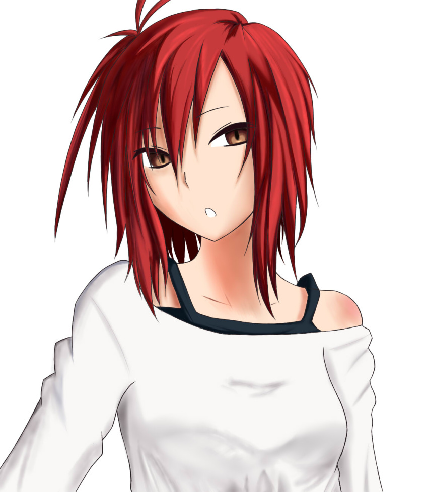 1girl, brown_eyes, casual, highres, hoozuki-san_chi_no_aneki, hoozuki_haru, koo_teitoku, off-shoulder_sweater