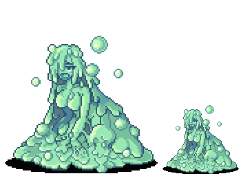 1girl, breasts, bubble, bubble_slime_(monster_girl_encyclopedia), exet, goo_girl, large_breasts, lowres