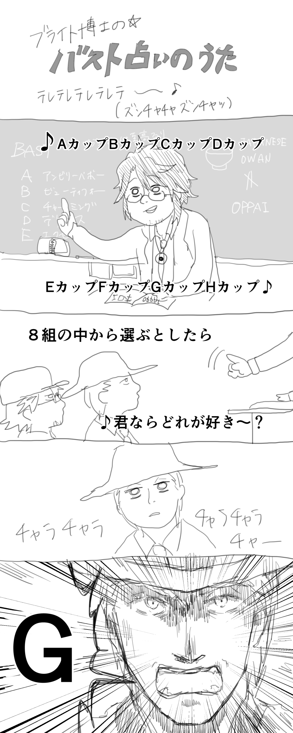 3boys, absurdres, alto_clef, baseball_cap, comic, emphasis_lines, facial_hair, glasses