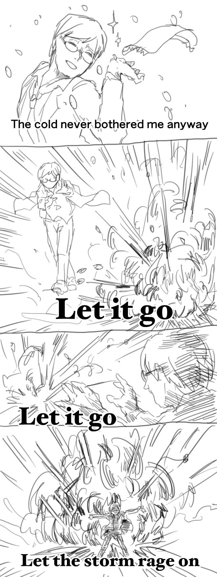 4koma, closed_eyes, comic, english, frozen_(disney), glasses, highres, lyrics
