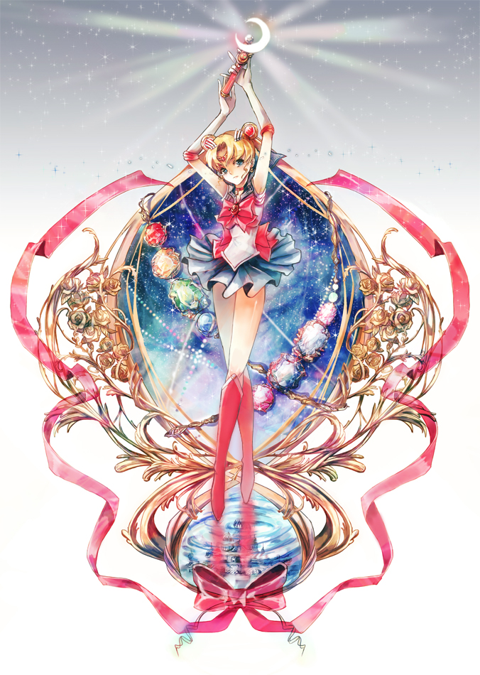 1girl, absurdly_long_hair, arms_up, bishoujo_senshi_sailor_moon, bishoujo_senshi_sailor_moon_crystal, blonde_hair, blue_eyes, blue_skirt