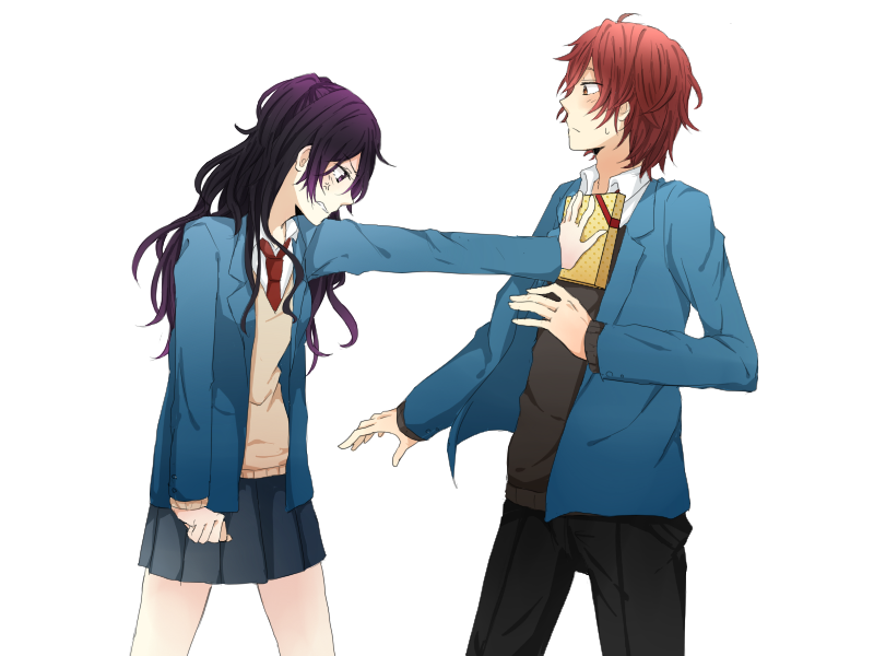 1boy, 1girl, anger_vein, gift, kiiyu, long_hair, matsunaga_tomoya, nijiiro_days