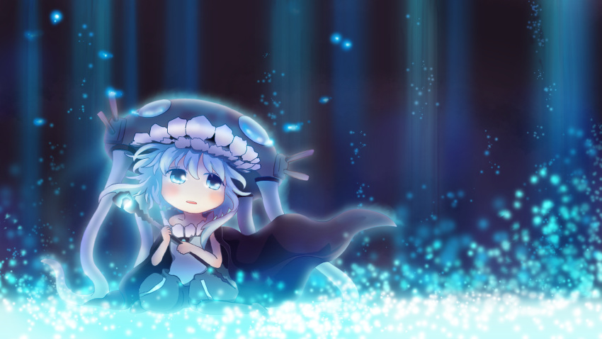 1girl, aqua_eyes, bodysuit, cape, chibi, highres, kana_tako, kantai_collection