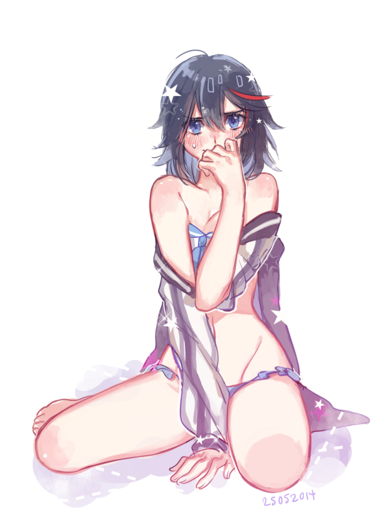 1girl, allenkung1, bikini, black_hair, blue_eyes, blush, jacket, jacket_off_shoulders