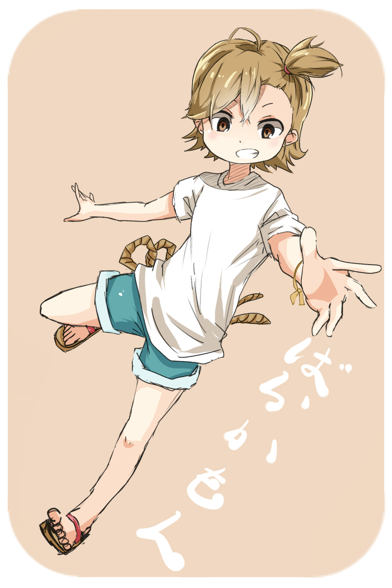 1girl, barakamon, brown_eyes, brown_hair, child, grin, highres, kotoishi_naru