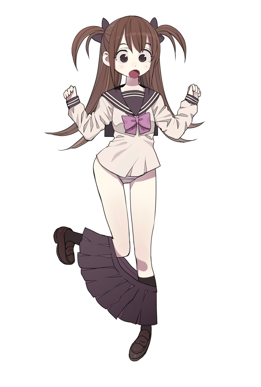 1girl, blush, brown_eyes, brown_hair, hasesese, highres, long_hair, long_sleeves