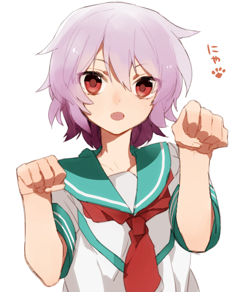 1girl, fang, hitapita, kantai_collection, open_mouth, paw_pose, paw_print, pink_hair