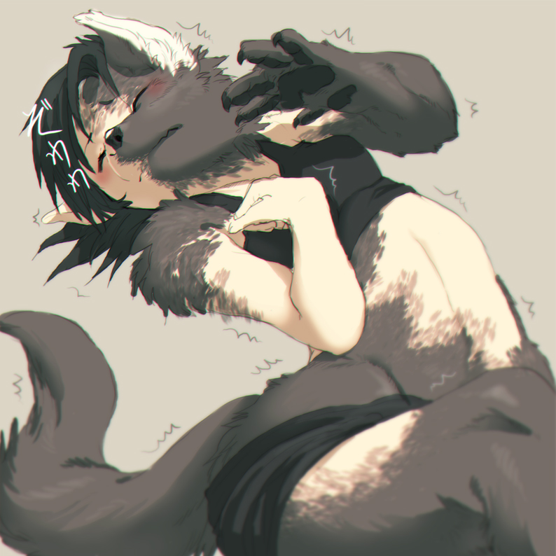 1girl, :<, animal_ears, animal_tail, biker_shorts, black_hair, blush, bra