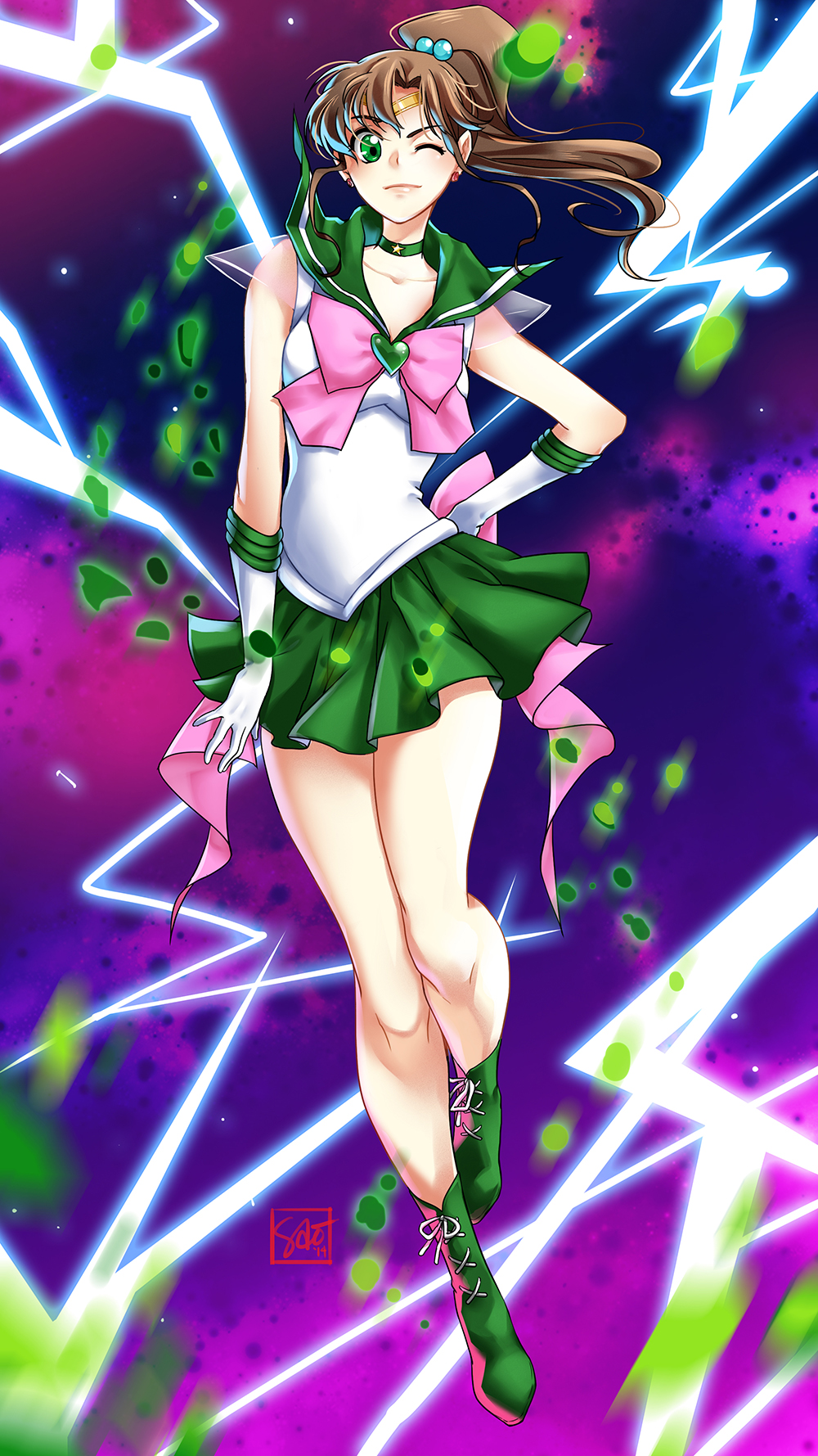 1girl, bishoujo_senshi_sailor_moon, highres, kino_makoto, sailor_jupiter, sao_(saowee), solo
