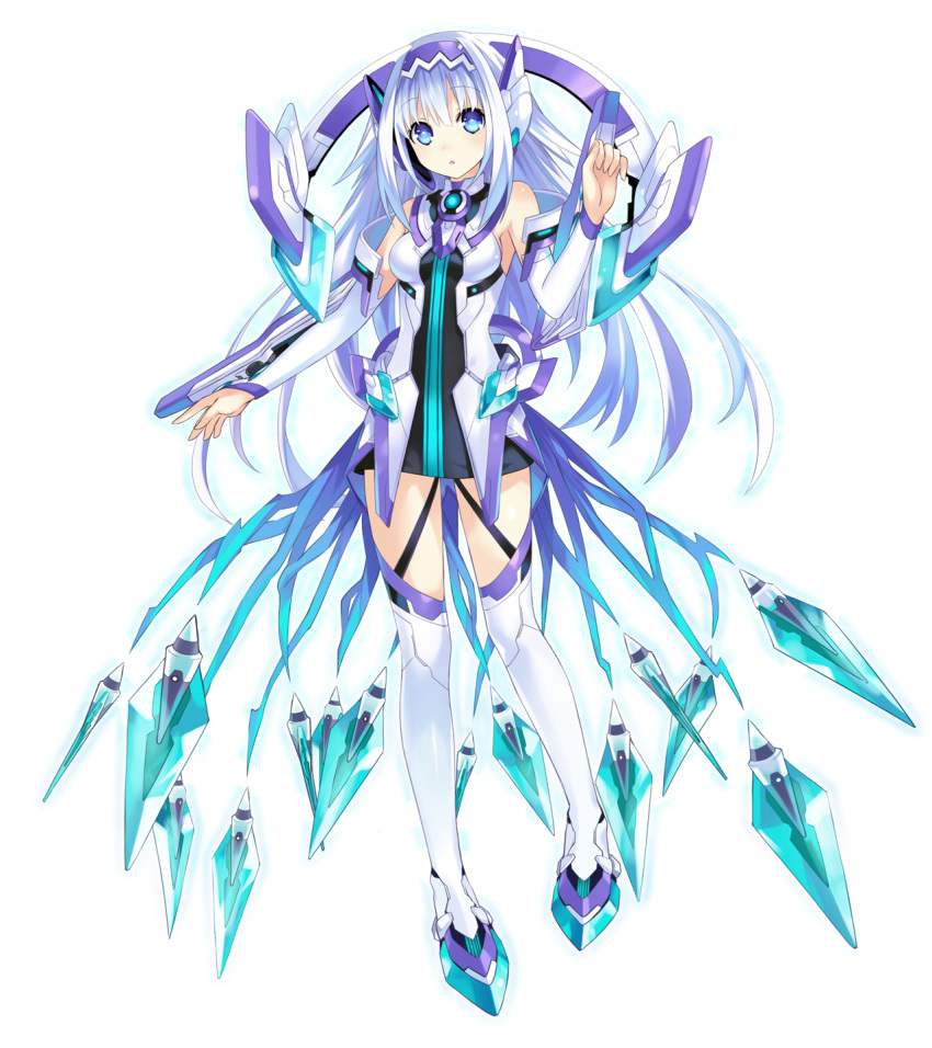 1girl, armor, arusu_maria, blue_eyes, blue_hair, date_a_live, detached_sleeves, garter_straps