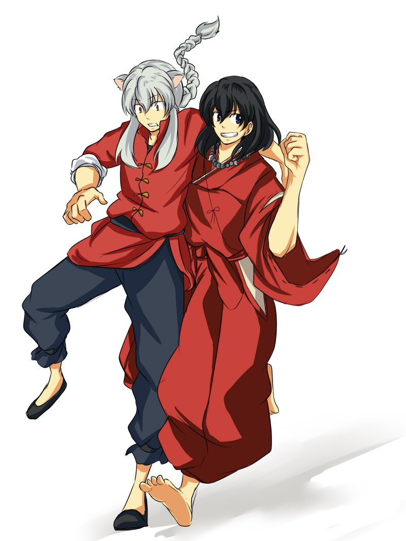(a)ka, 2boys, alternate_hairstyle, cosplay, creator_connection, inuyasha, inuyasha_(character), inuyasha_(cosplay)