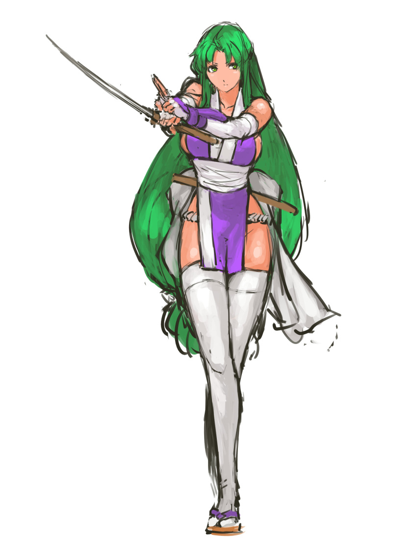 1girl, breasts, elbow_gloves, fighting_stance, fingerless_gloves, full_body, fundoshi, ganbare_goemon