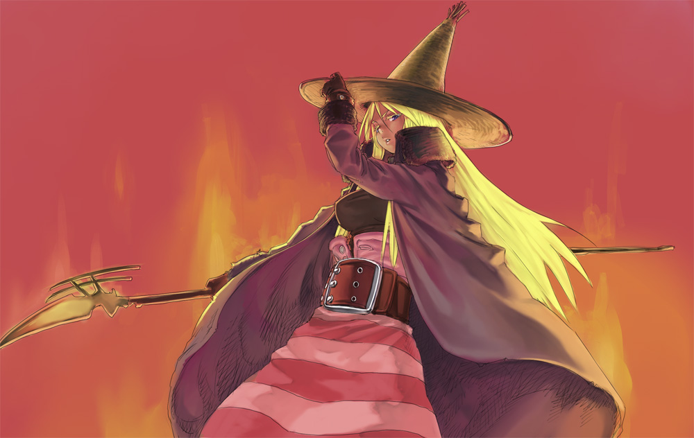 black_mage, black_mage_(fft), blonde_hair, cloak, final_fantasy, final_fantasy_tactics, hat, long_hair