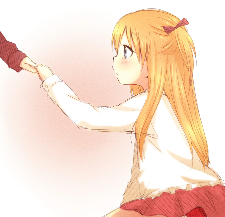 1girl, blonde_hair, blue_eyes, blush, child, hair_ribbon, long_hair, ribbon