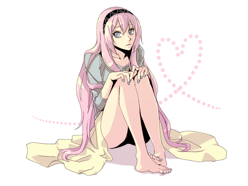 bad_id, barefoot, blue_eyes, casual, feet, heart, leg_hug, long_hair