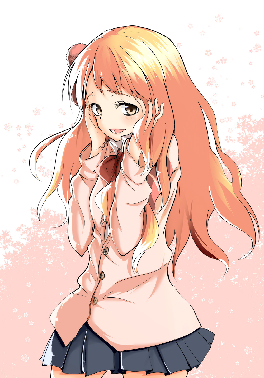 1girl, aoi_akira, barashiya, hair_ornament, highres, long_hair, long_sleeves, orange_hair