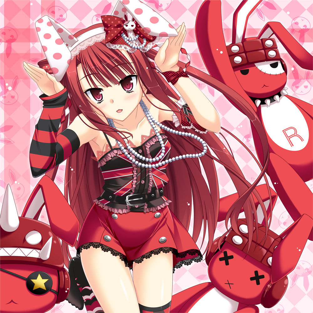 1girl, animal_ears, arm_warmers, bare_shoulders, beatmania, beatmania_iidx, bemani, bunny_pose