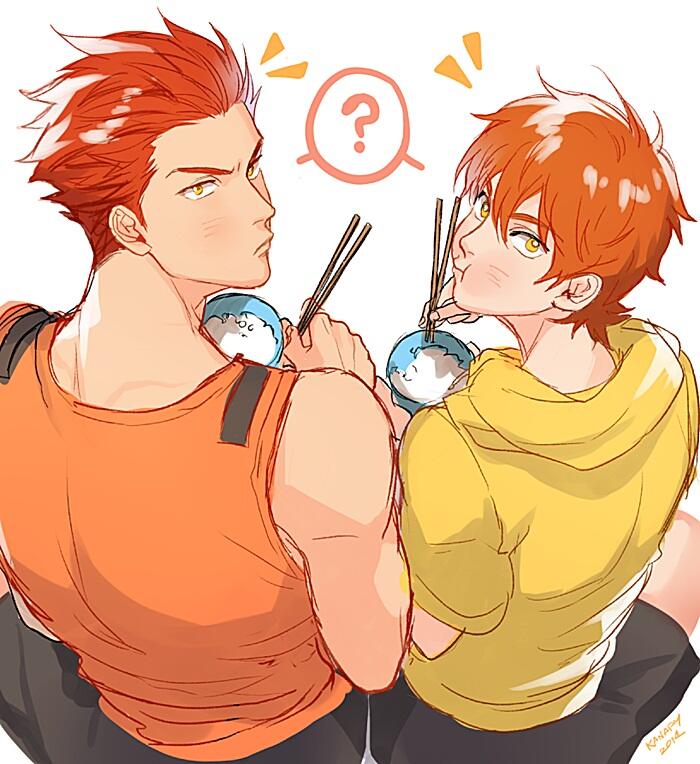 2boys, :t, ?, artist_name, blush, bowl, brothers, chopsticks