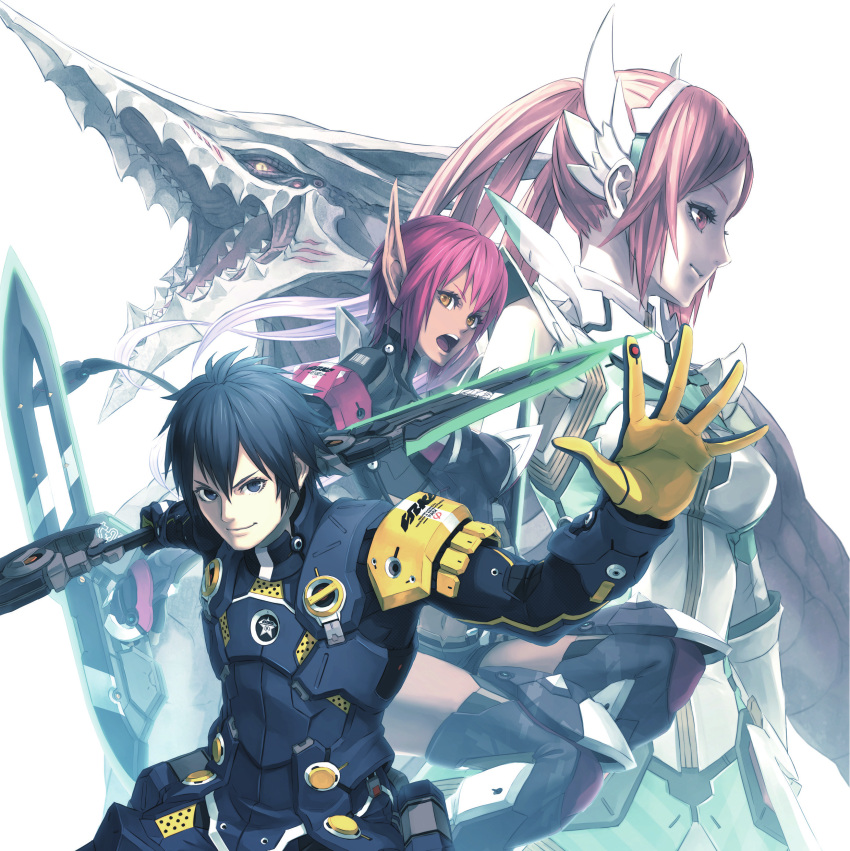 absurdres, akikazu_mizuno, black_hair, dagger, dragon, highres, humar, hunewearl