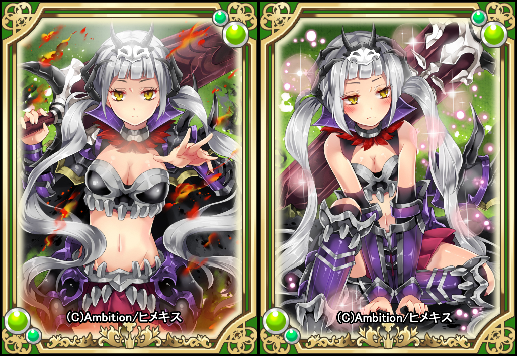 1girl, blush, breasts, cleavage, himekiss, long_hair, midriff, official_art
