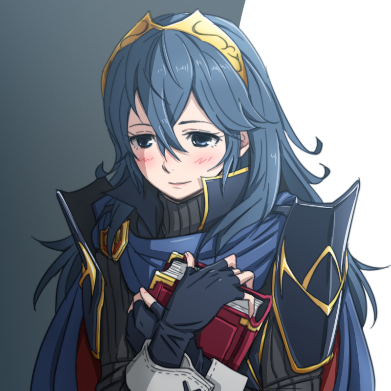1girl, blue_eyes, blue_hair, blush_stickers, book, cape, cute, fingerless_gloves