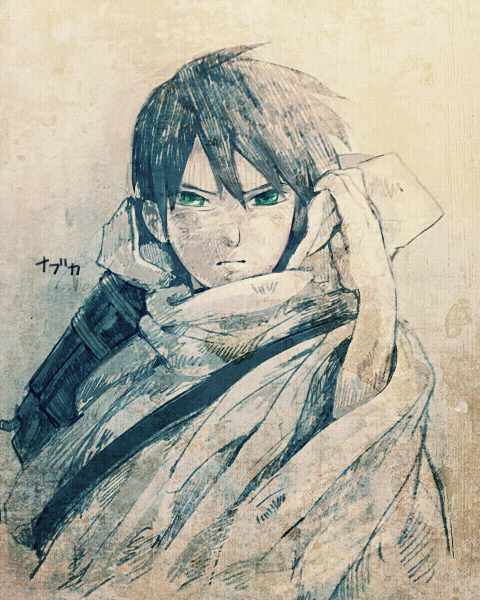 1boy, character_name, cloak, green_eyes, ima_soko_ni_iru_boku, male, nabuca, naduka