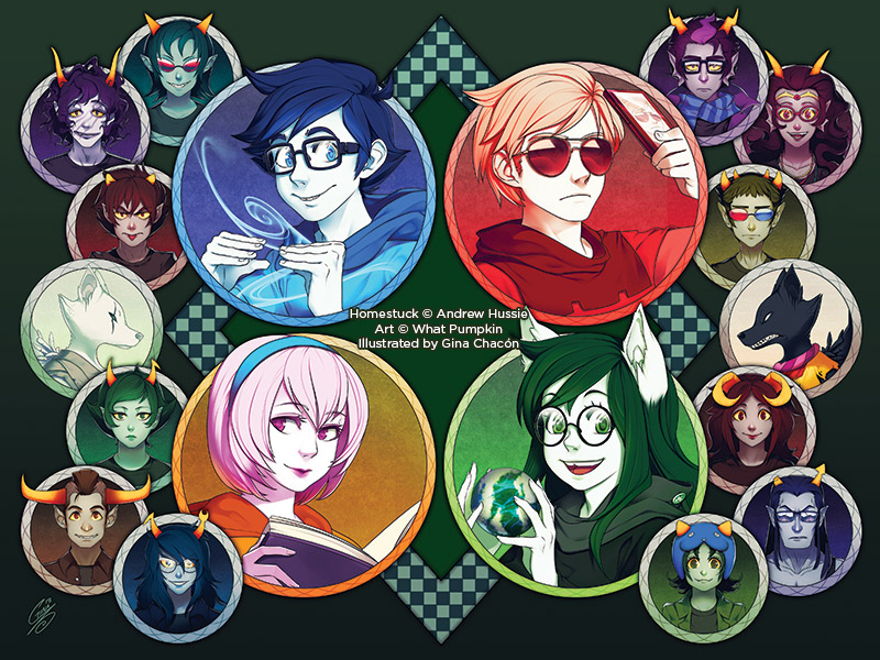 3d_glasses, 6+boys, 6+girls, animal_ears, aradia_megido, bec_noir, black-framed_glasses, black_hair
