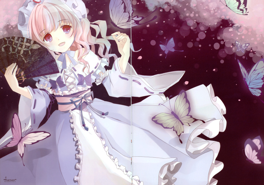 1girl, absurdres, adapted_costume, alternate_costume, bow, butterfly, choker, crease