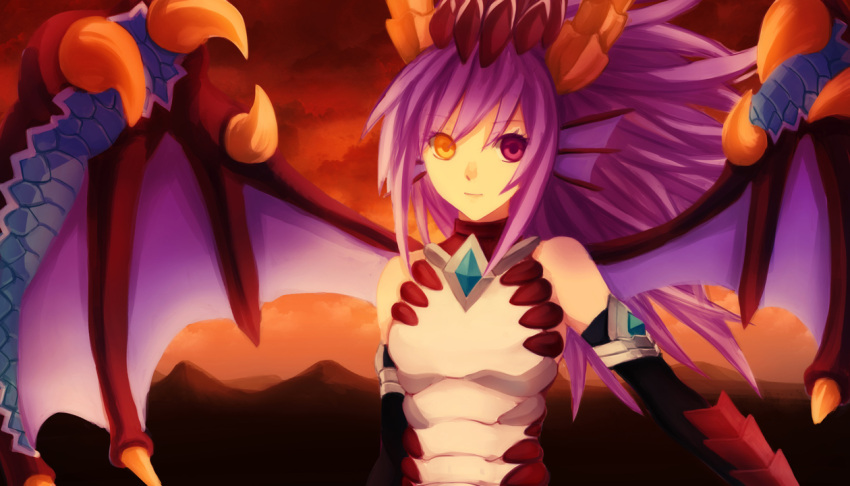 1girl, armlet, asc_(sfhiro), bare_shoulders, black_gloves, bodysuit, claws, clouds