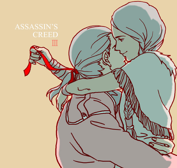 3459ym, assassin's_creed_iii, couple, hair_ribbon, haytham_kenway, hetero, kaniehti:io, ribbon
