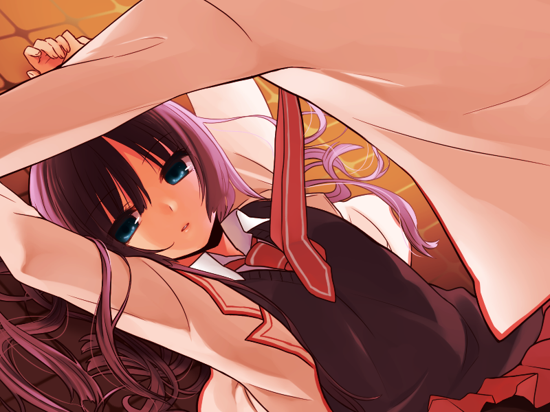 1boy, 1girl, blue_eyes, c-ta, d-ne, long_hair, necktie, nyakelap