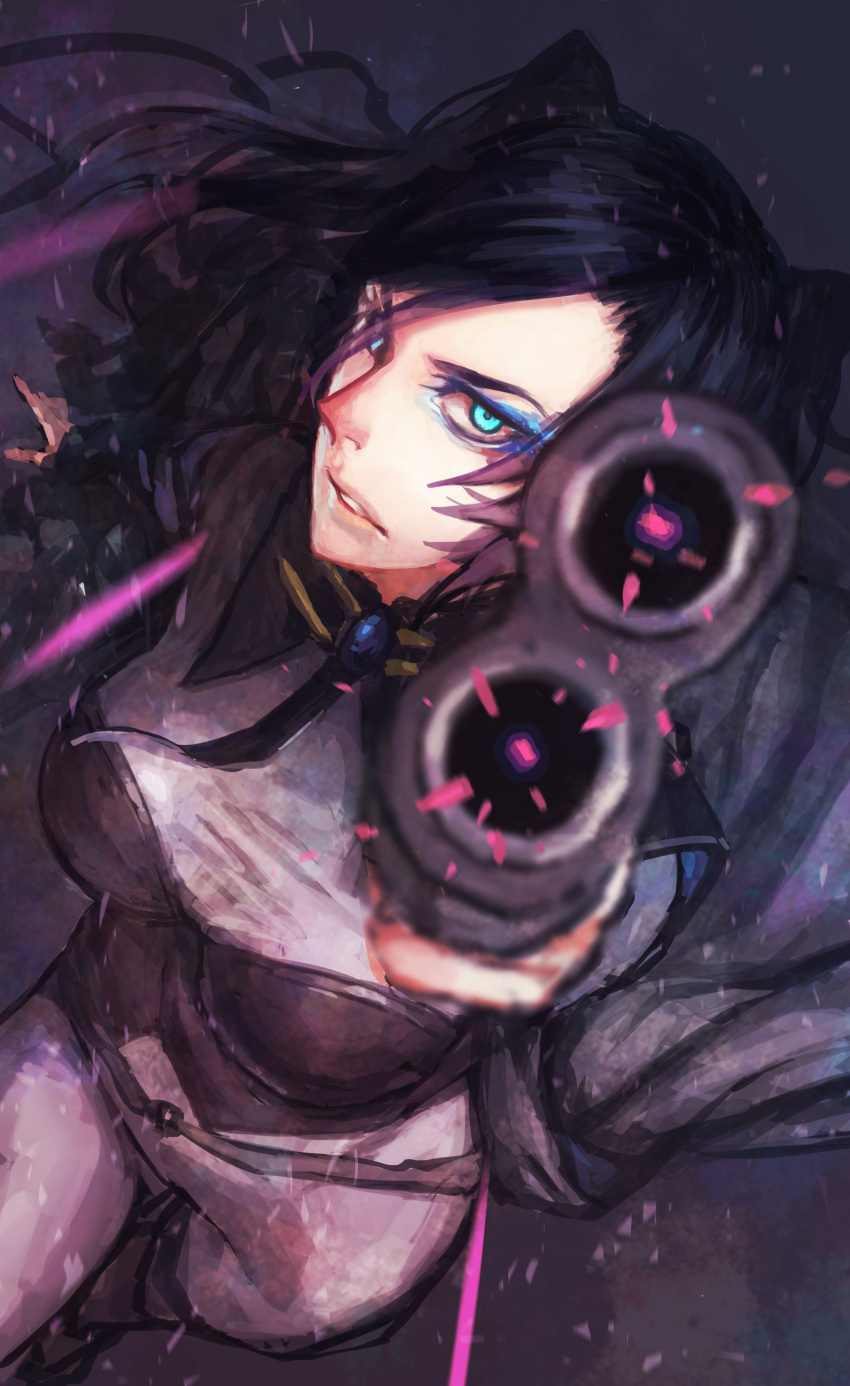 1girl, absurdres, ergo_proxy, gun, highres, real_mayer, sai_ichirou, sketch