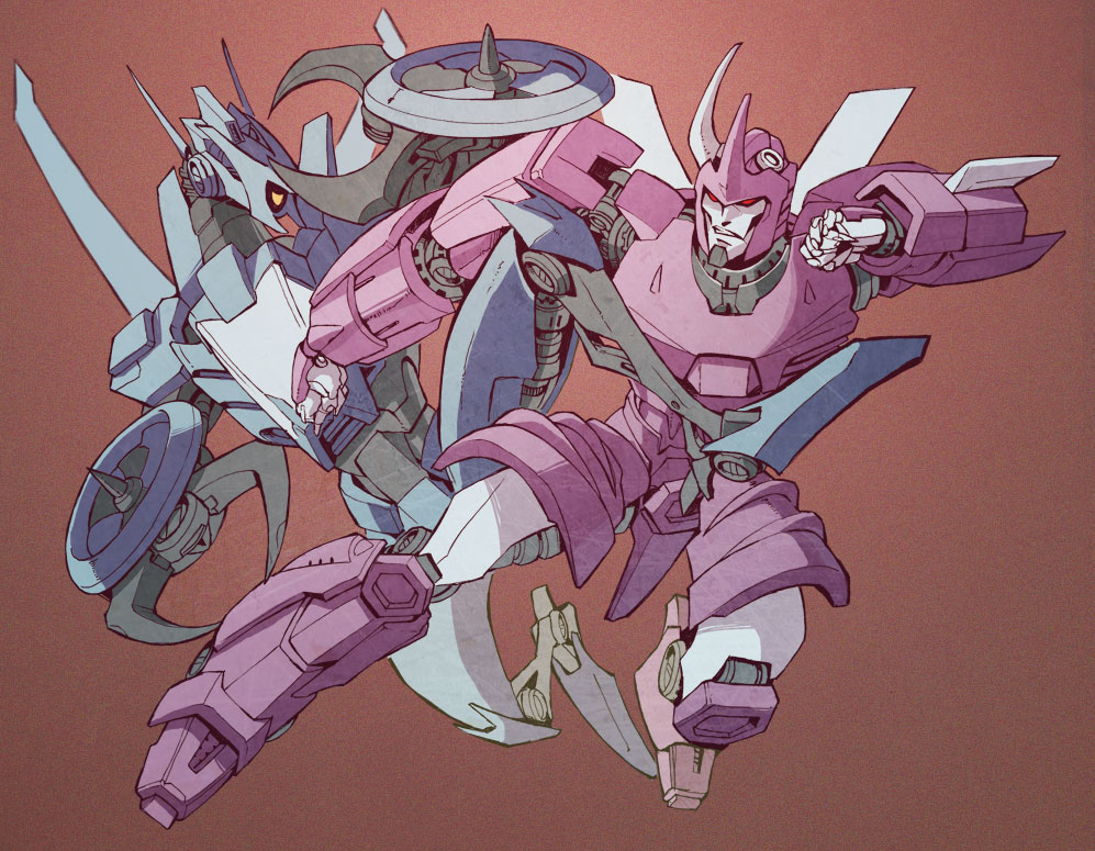2boys, artist_request, cyclonus, fighting, mecha, multiple_boys, no_humans, robot