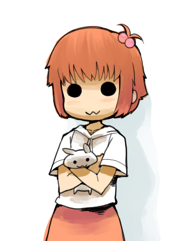 1girl, :3, kingyo_oukoku_no_houkai, lowres, mizutani_kaho, mozou_crystal, short_hair, side_ponytail