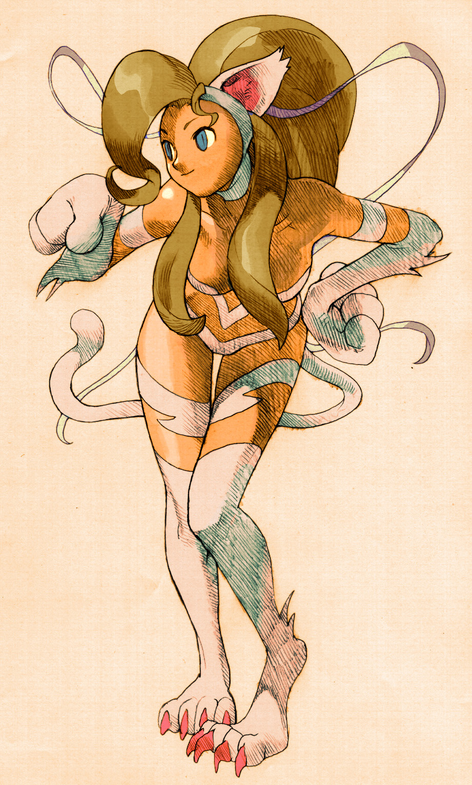 animal_ears, bengus, blue_eyes, capcom, cat_ears, crmk, darkstalkers, felicia